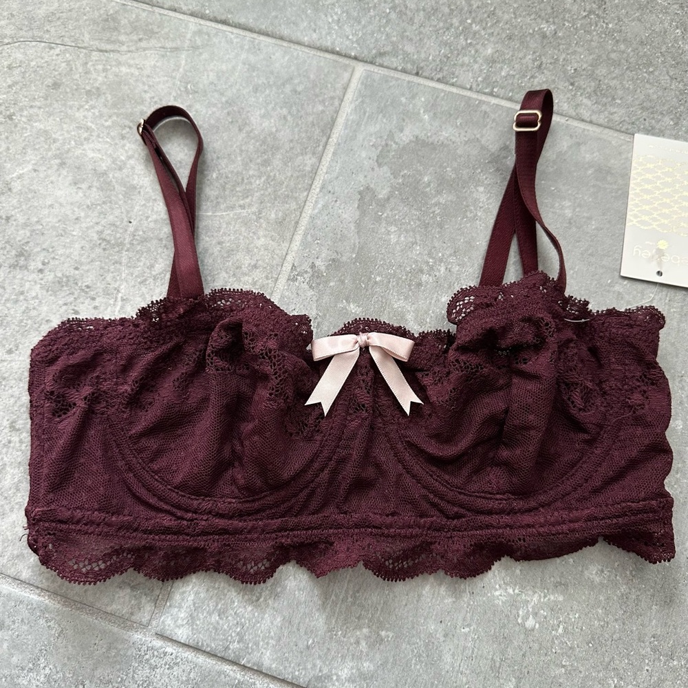 Eberjey Anouk Underwire Bandeau Bra in Cabernet Size 34A